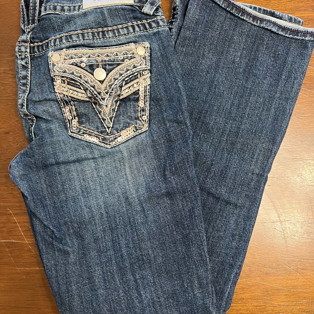 Vigoss Dark Blue Bootcut Jeans with Embroidered Back Pockets